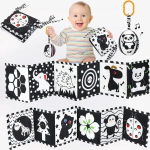 Zwart-Wit Sensorisch Babyboek Montessori