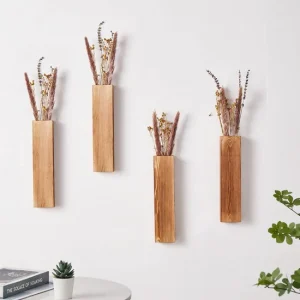YONO Wandvaas Binnen - 4 Stuks - Hout - Muurvaas - Wandpot - Bloempot Muur